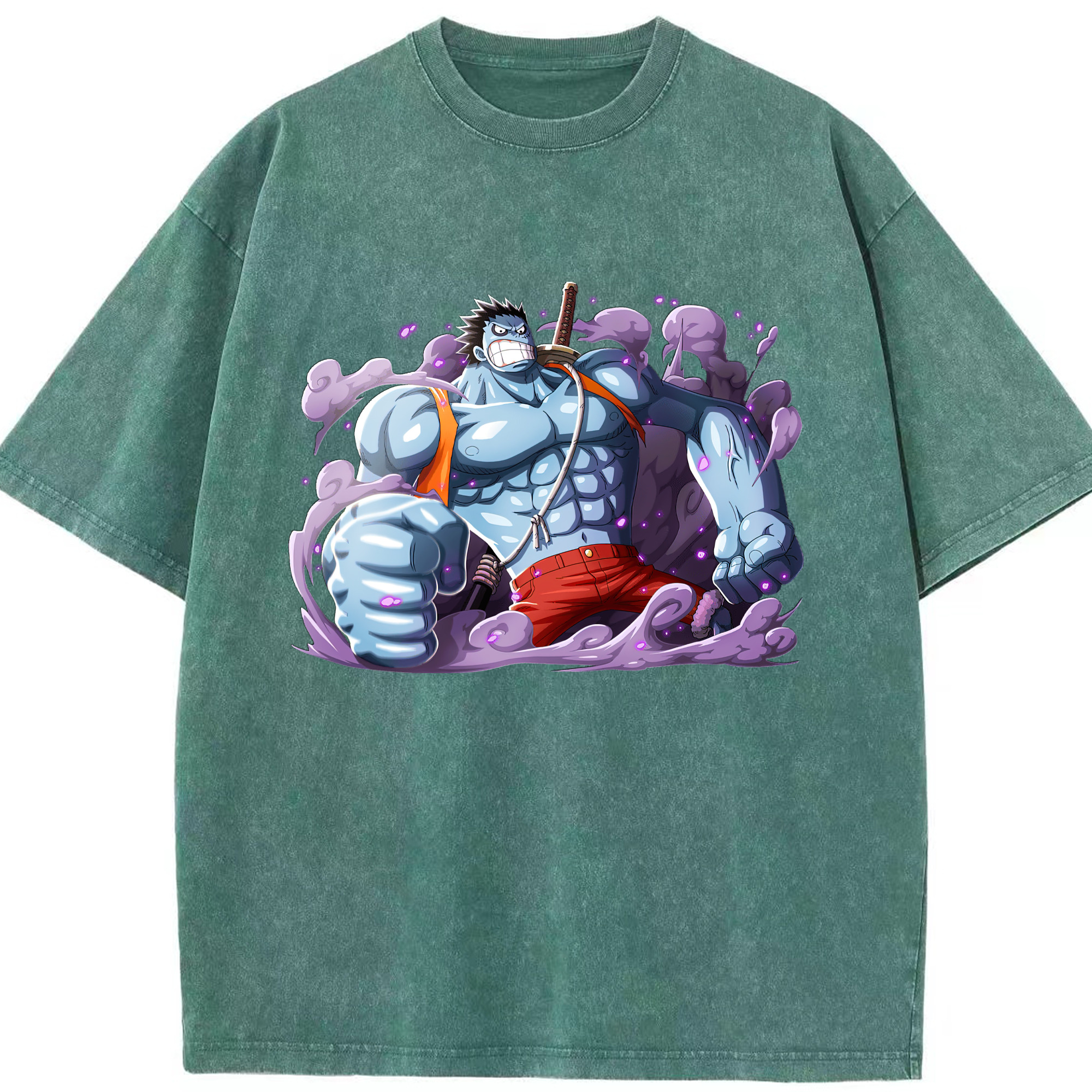 ワンピース モンキー・D・ルフィ ONE PIECE Monkey D. Luffy 綿100% ヴィンテージ風 半袖Tシャツ（フロントプリント）
